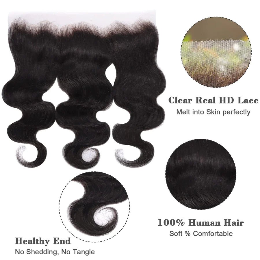 1B Body Wave 13x4 HD Lace Frontal - 100% Human Hair 6 1B Body Wave 13x4 HD Lace Frontal - 100% Human Hair - Image 5