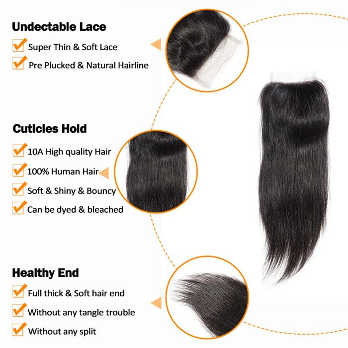 4.5x4.5 Straight Lace Closure – 100% Human Hair 3 4.5x4.5 Straight Lace Closure – 100% Human Hair - Image 2